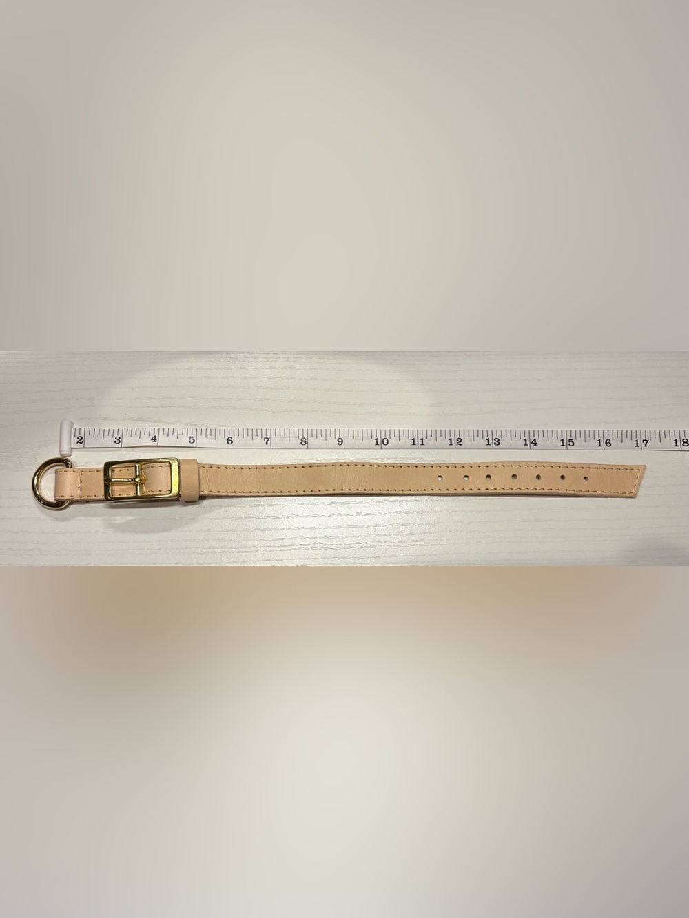 Classic Beige Genuine Leather Dog Collar with Brass Hardware